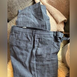 BANANA Republic blue linen suit trousers slim 35 x 30